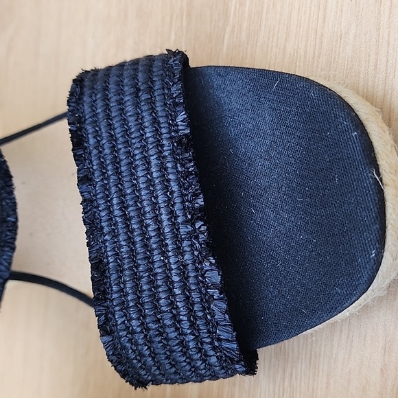 Lucky Brand Minjah Espadrille Jute-Wrapped Wedge Sandal Latte Black Platforms 11 - Picture 6 of 11